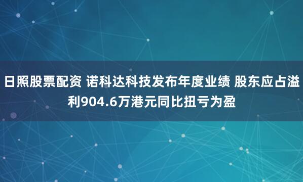 日照股票配资 诺科达科技发布年度业绩 股东应占溢利904.6万港元同比扭亏为盈