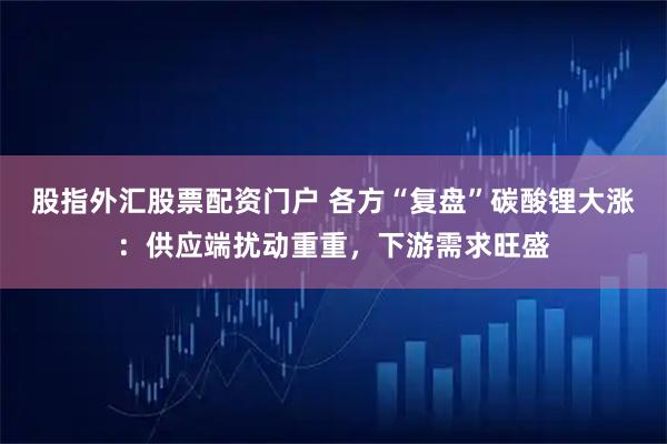 股指外汇股票配资门户 各方“复盘”碳酸锂大涨：供应端扰动重重，下游需求旺盛